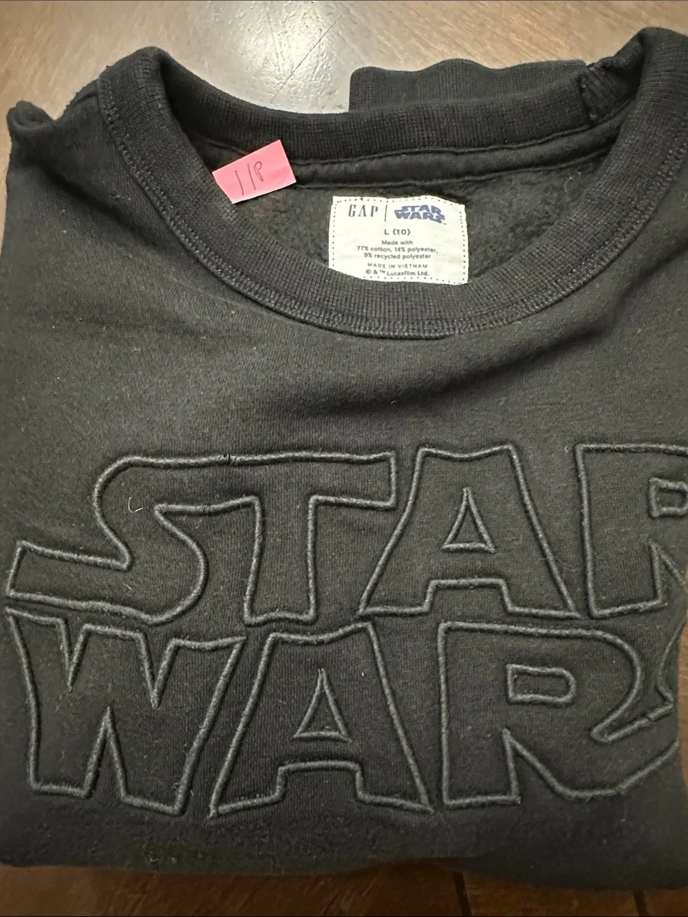 GAP Black Star Wars Embossed Crewneck